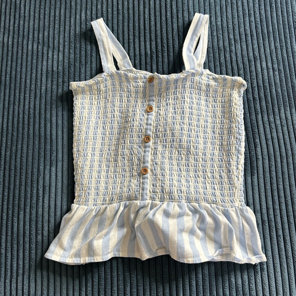 Old Navy Blue and White Striped Button Crop Top